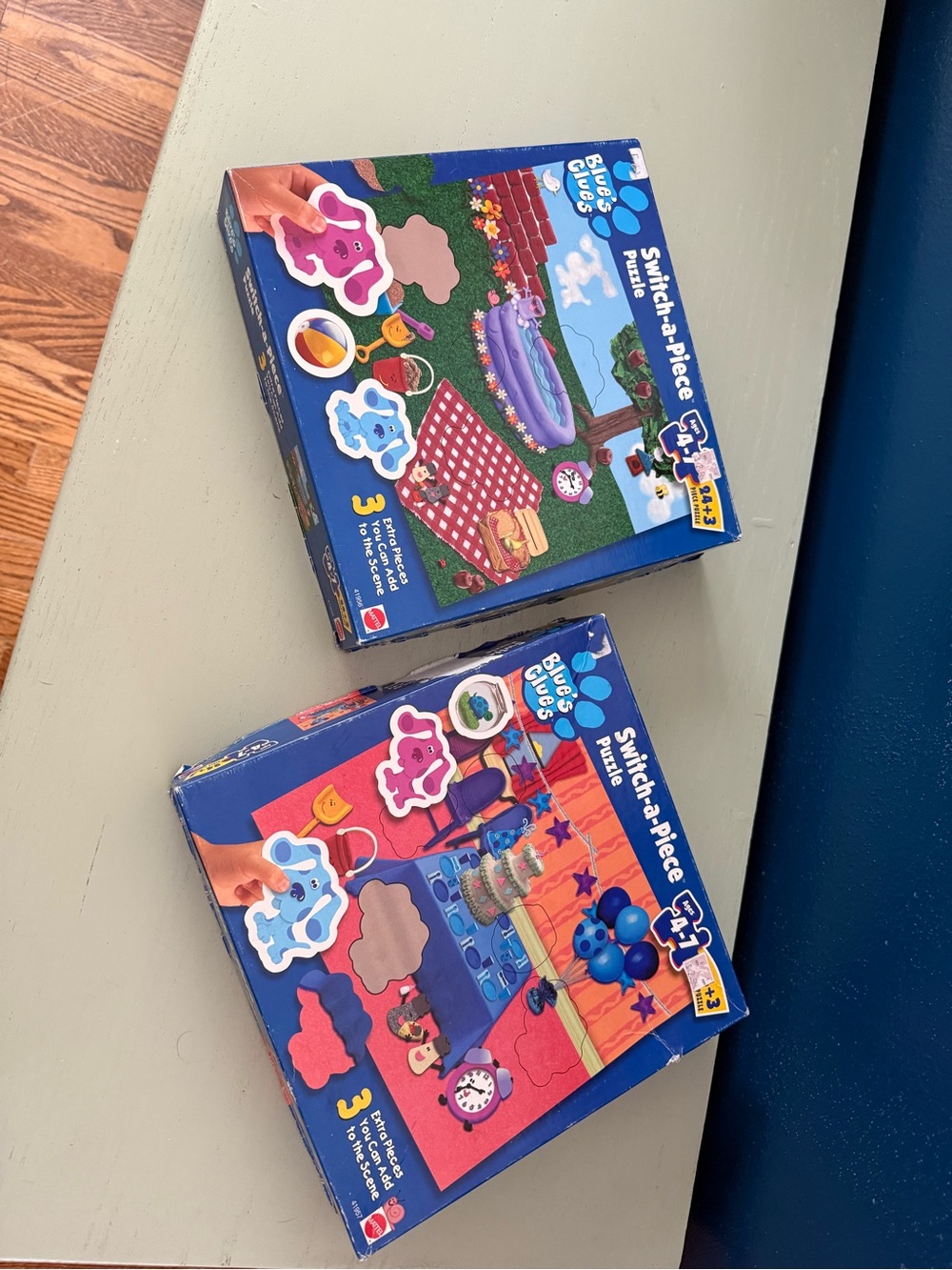 Lot of 2 Complete Vintage 1998 Viacom Mattel Blue's Clues Switch-a-Piece Puzzle